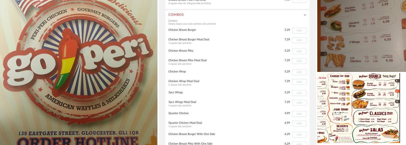 Go Peri (Cheltenham) Menu