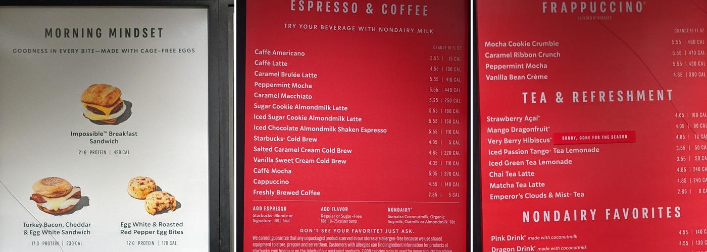 Starbucks Menu
