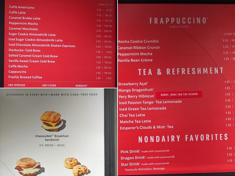 Starbucks Menu