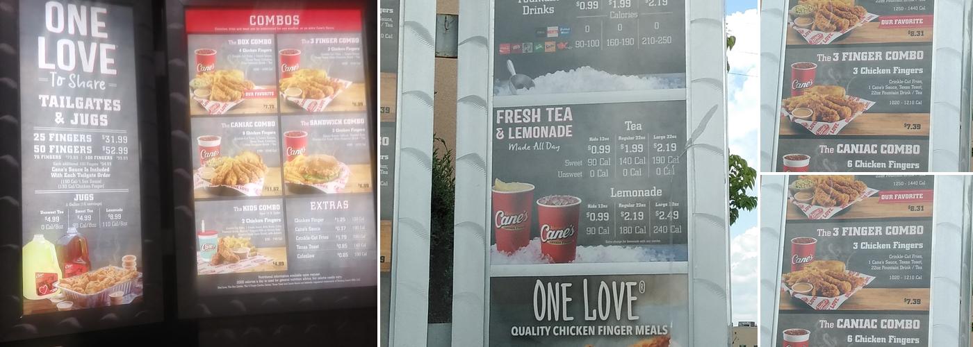 Raising Cane's Chicken Fingers Menu