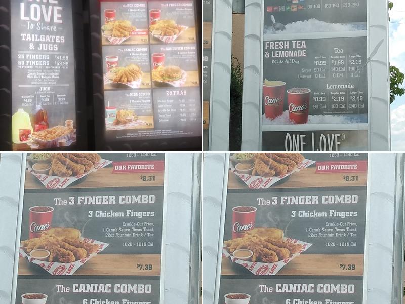 Raising Cane's Chicken Fingers Menu