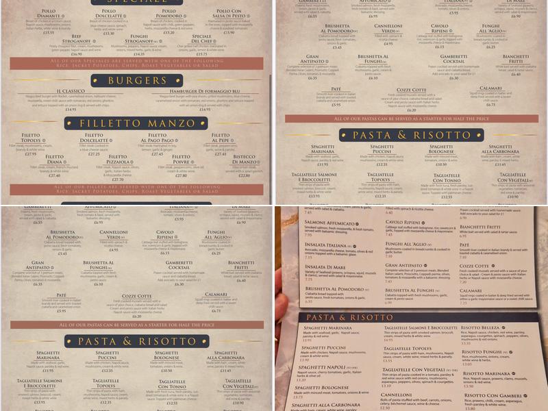 Topoly's Italian Menu