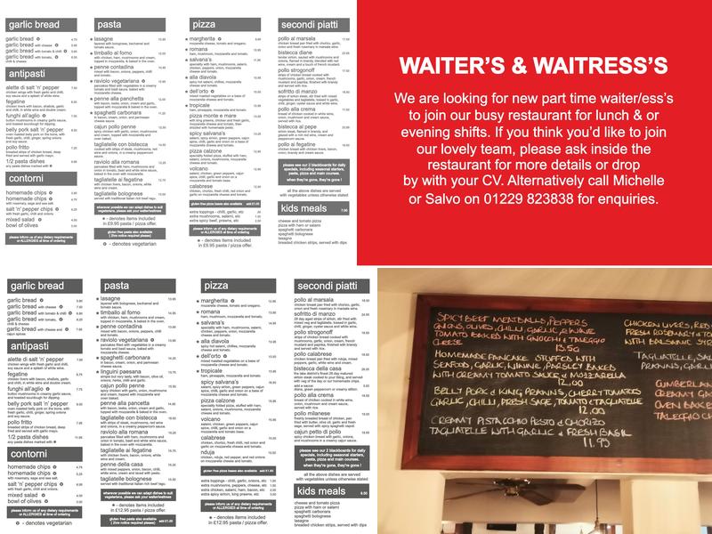 Salvana's Restaurant Menu