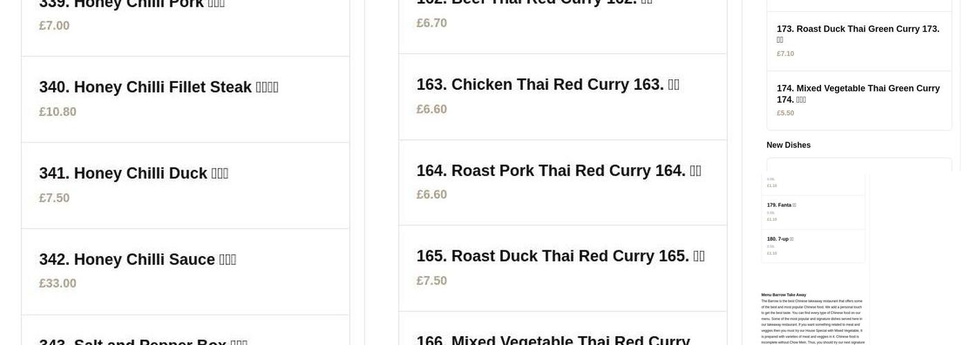 Barrow Take Away Menu