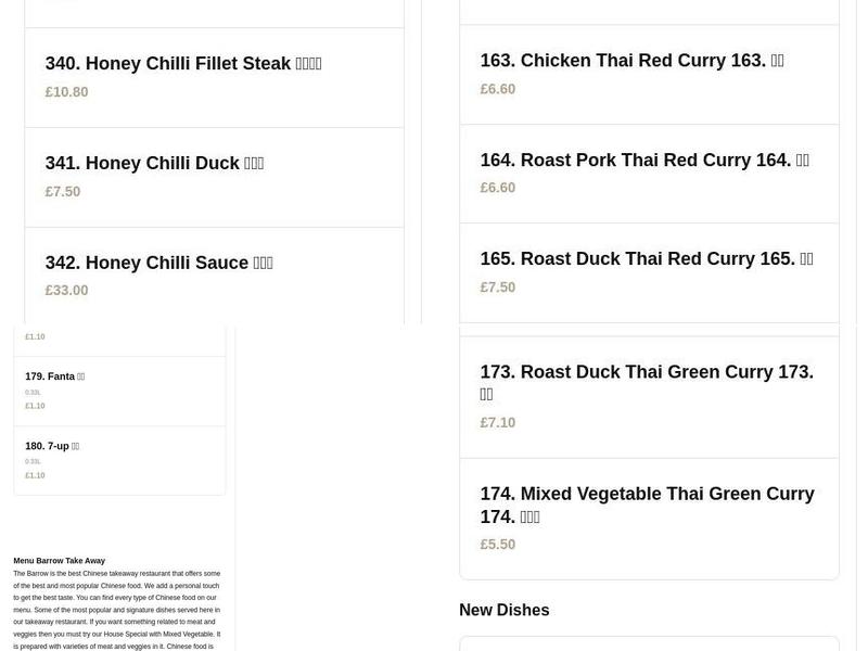 Barrow Take Away Menu