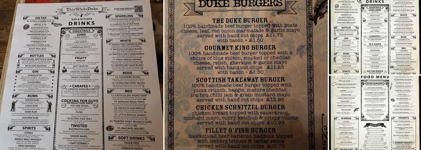 Thin White Duke Menu