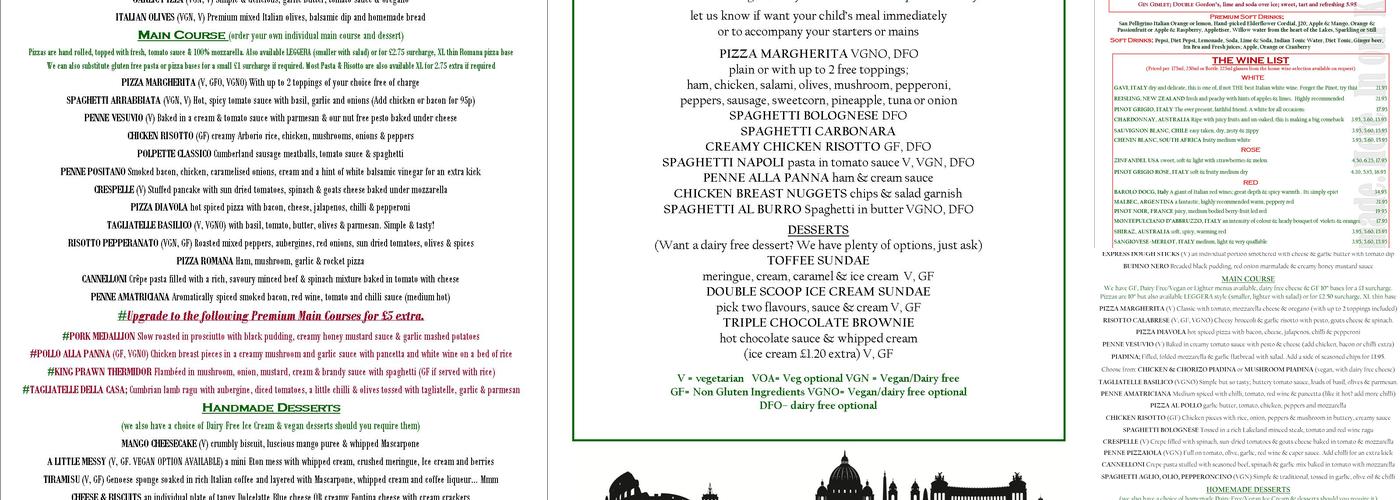 Casa Romana Menu
