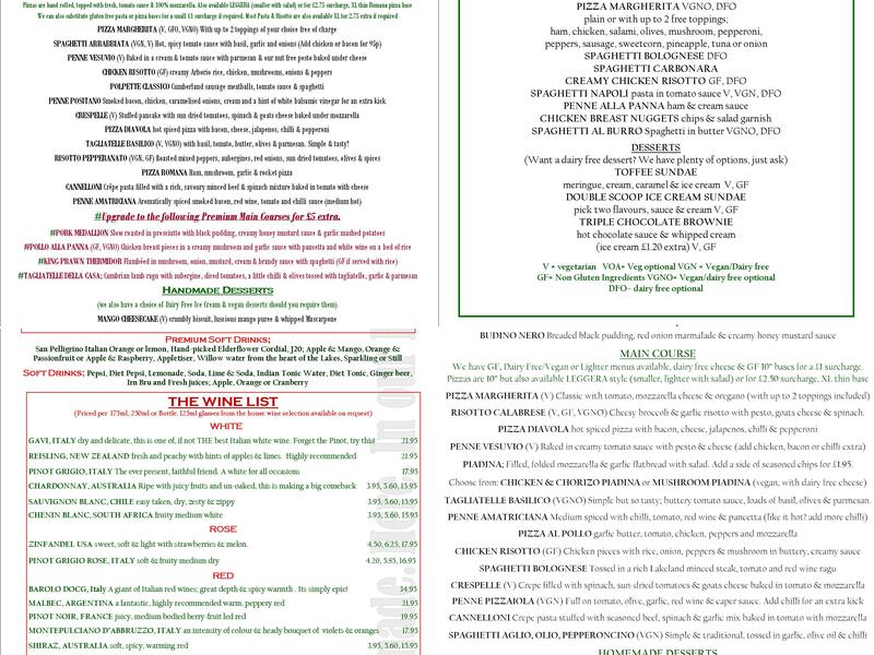 Casa Romana Menu
