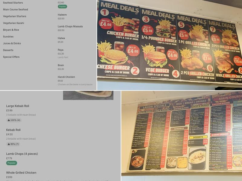 Lahori Kebab Menu