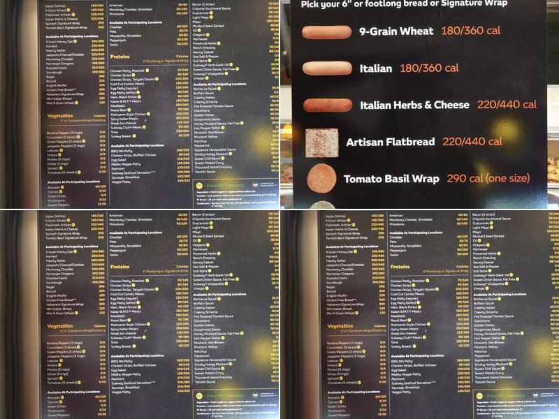 Subway Menu