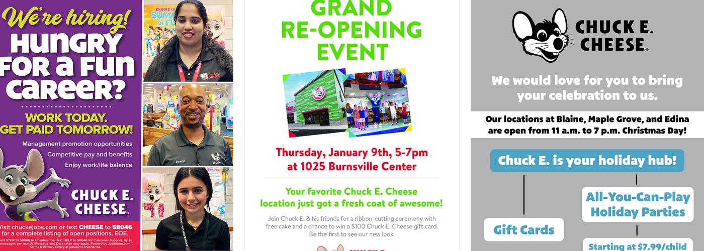 Chuck E. Cheese Menu
