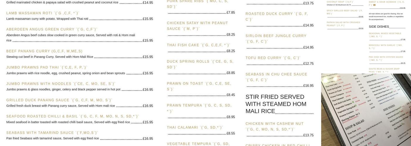 Thai Upon Thames Menu