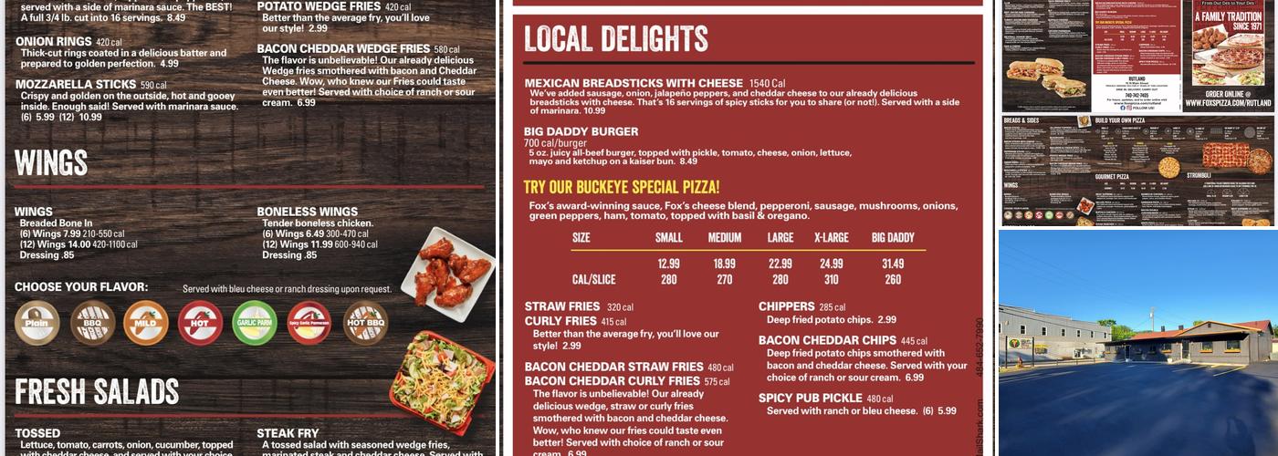 Fox's Pizza Den Menu