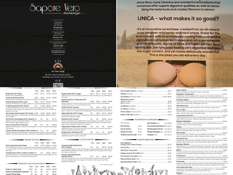 Sapore Vero | Italian Restaurant & Pizzeria Menu