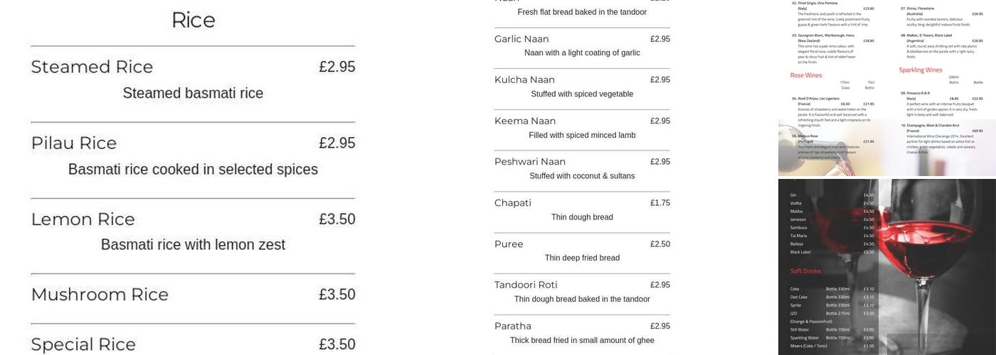Beckenham Curry Club Menu