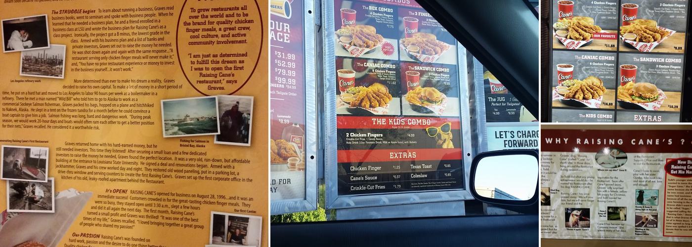 Raising Cane's Chicken Fingers Menu