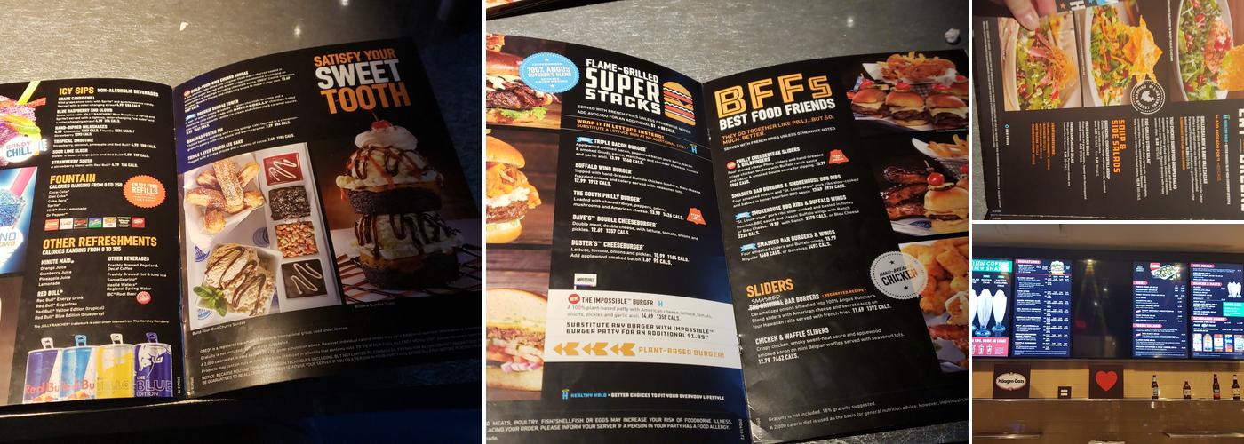 Dave & Buster's Edina Menu