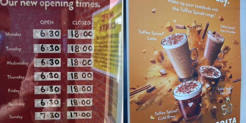 Costa Coffee Menu