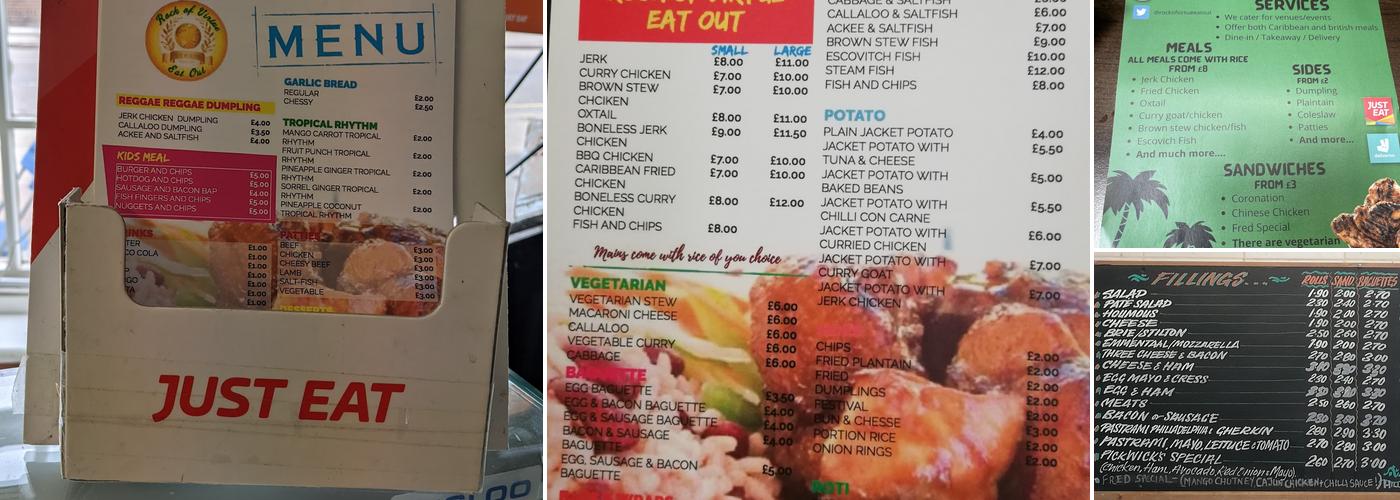 Rock Of Virtue Eat Out Menu