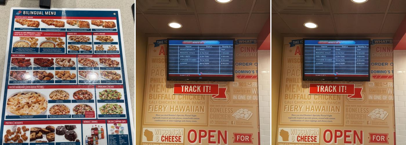 Domino's Pizza Menu
