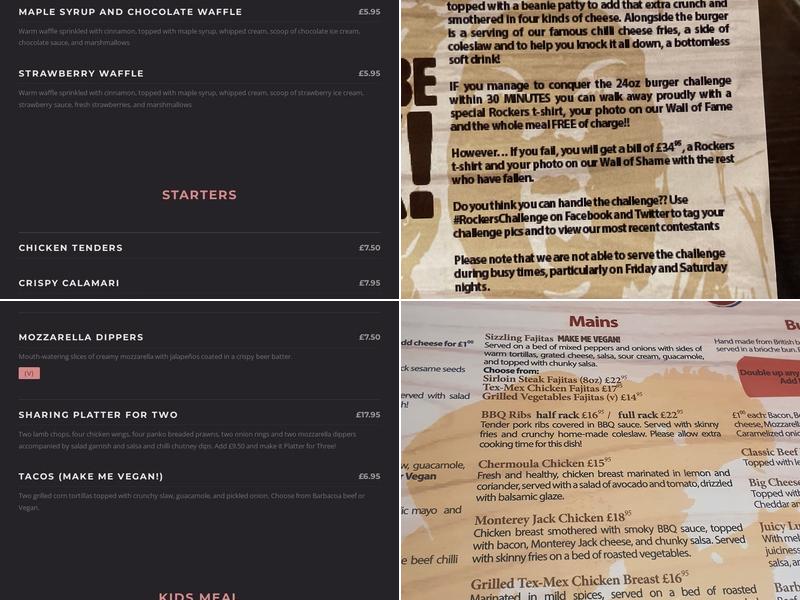 Rocker's Steak House Menu