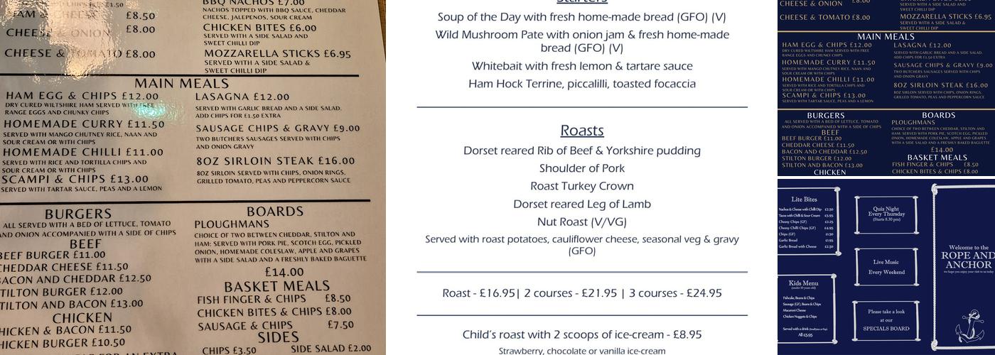 Rope & Anchor Menu