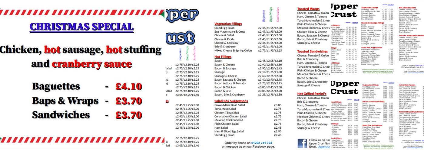 Upper Crust Sandwich Bar & Bakery Menu