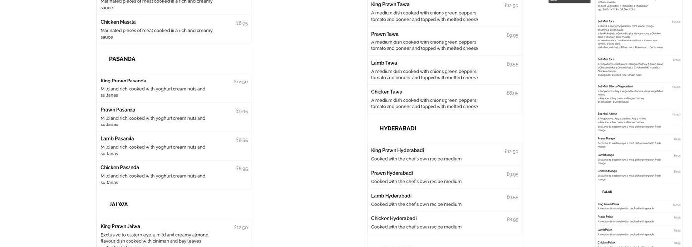 Eastern Eye Takeaway Menu