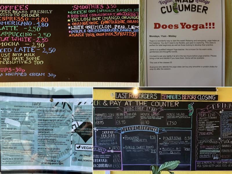 Mad Cucumber Menu