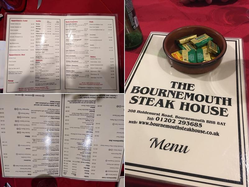 Bournemouth Steak House Menu
