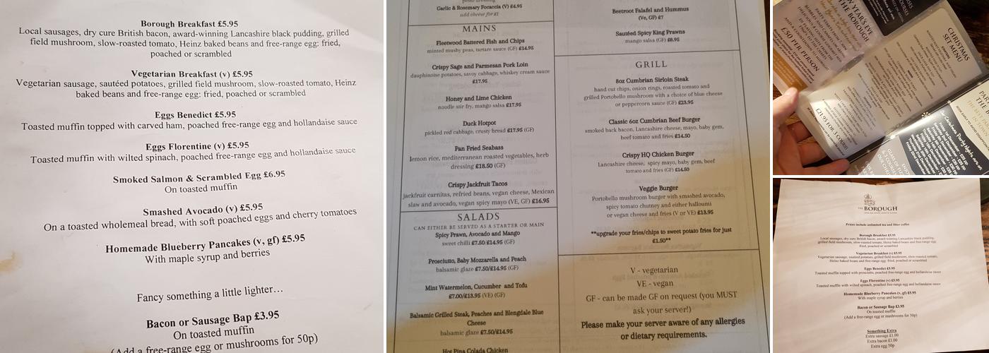 The Borough | Pub, Restaurant & Hotel Menu