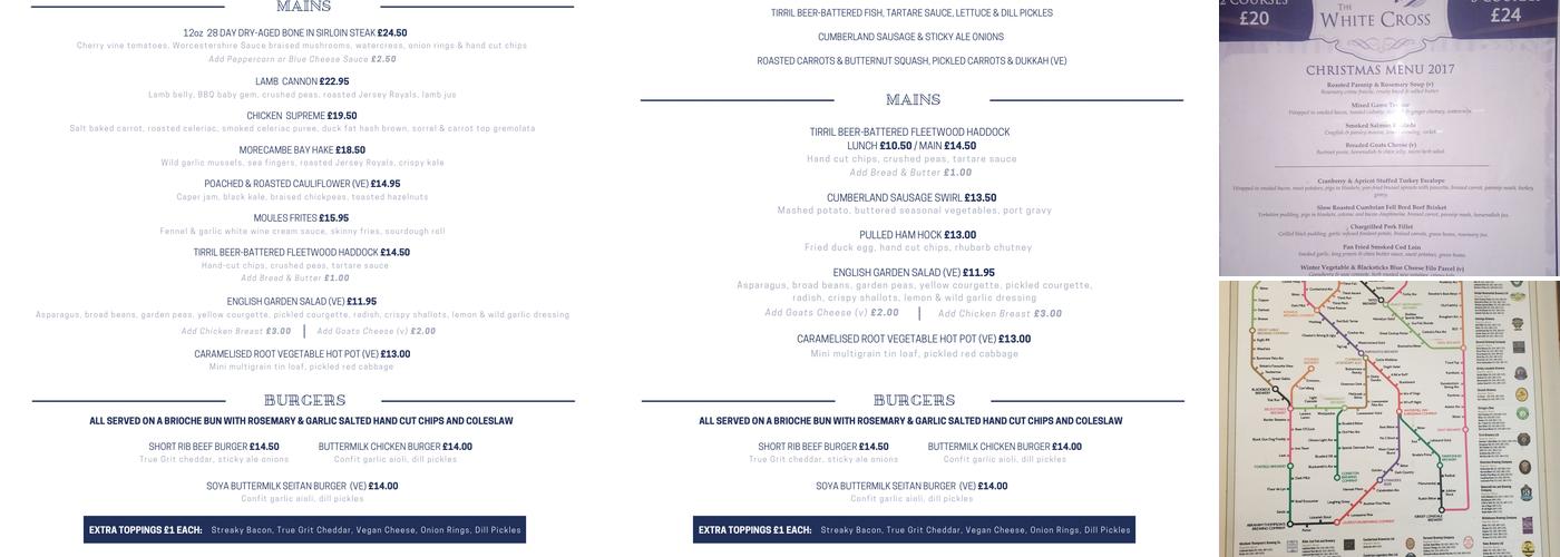 The White Cross Menu