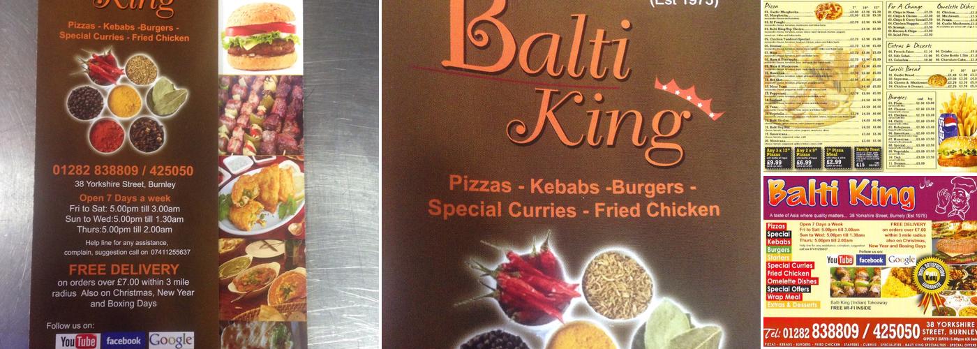 Balti King Menu