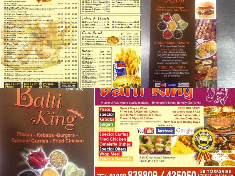 Balti King Menu