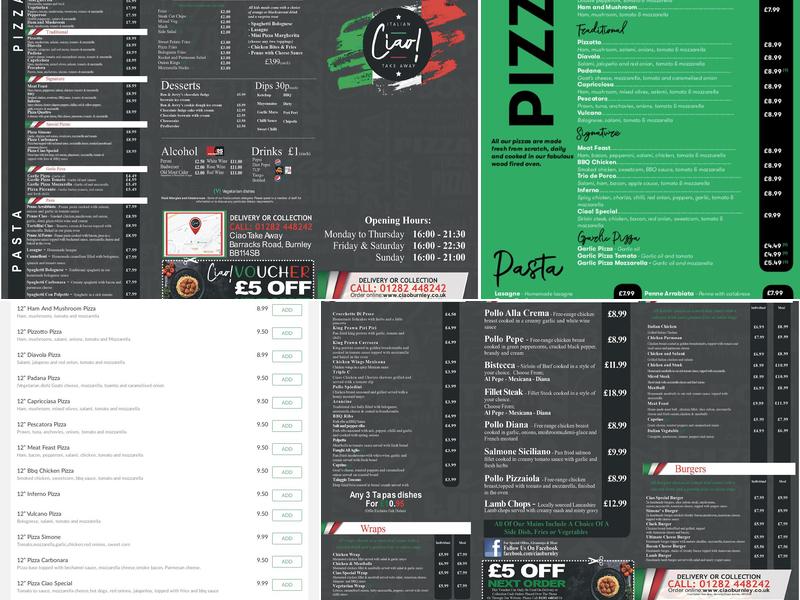 Ciao Italian Takeaway Menu