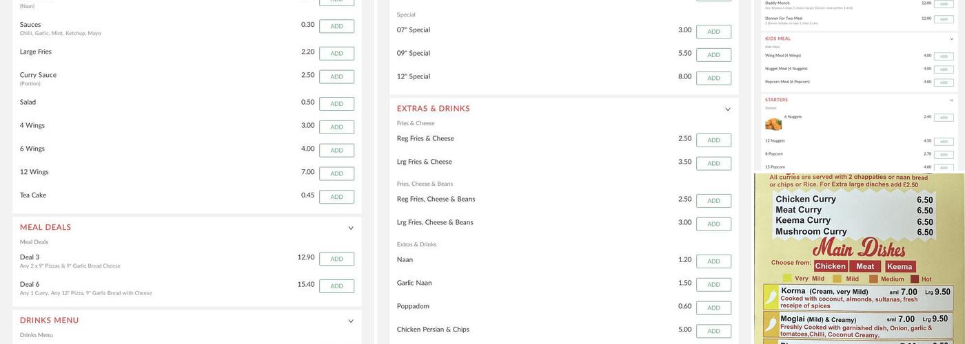 Eastern Spice Pizza Kebab Curry Menu