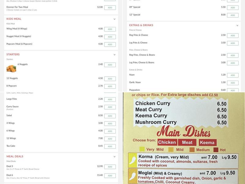 Eastern Spice Pizza Kebab Curry Menu