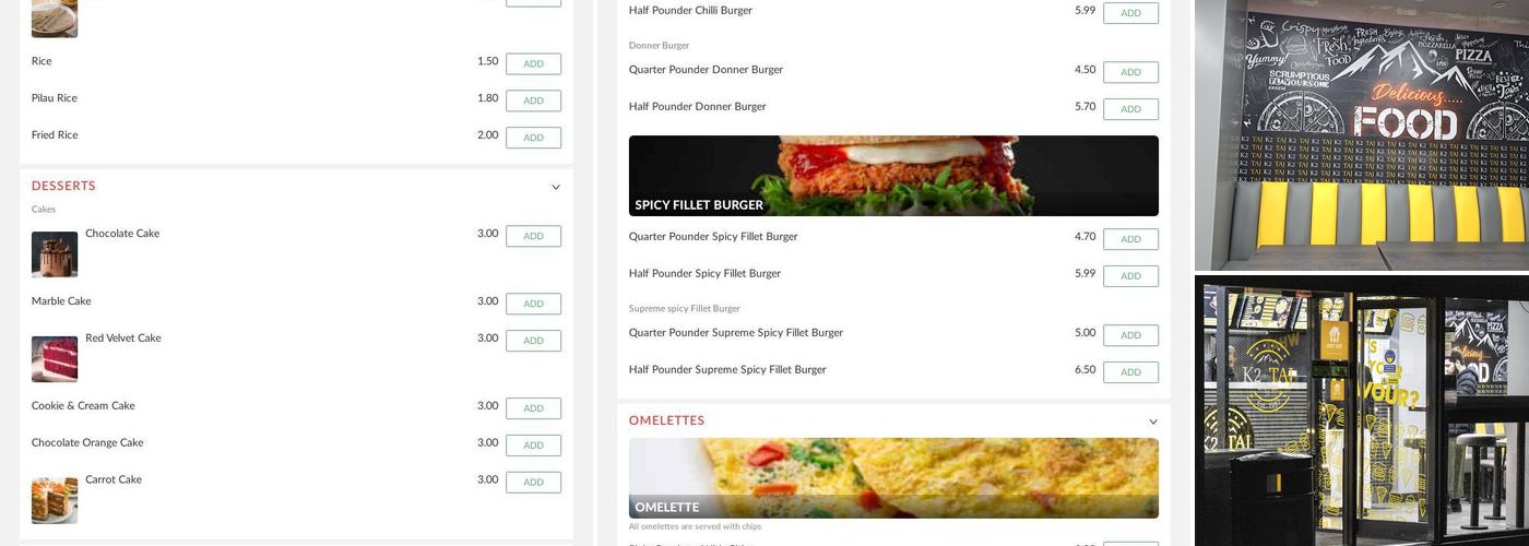 K2 Taj Chippery And Curry House Menu