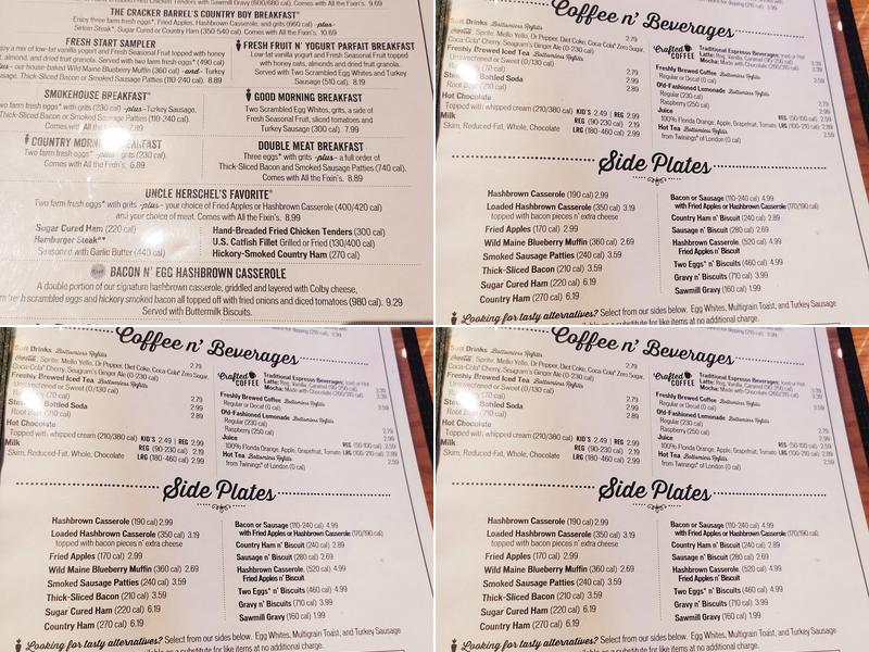 Cracker Barrel Old Country Store Menu