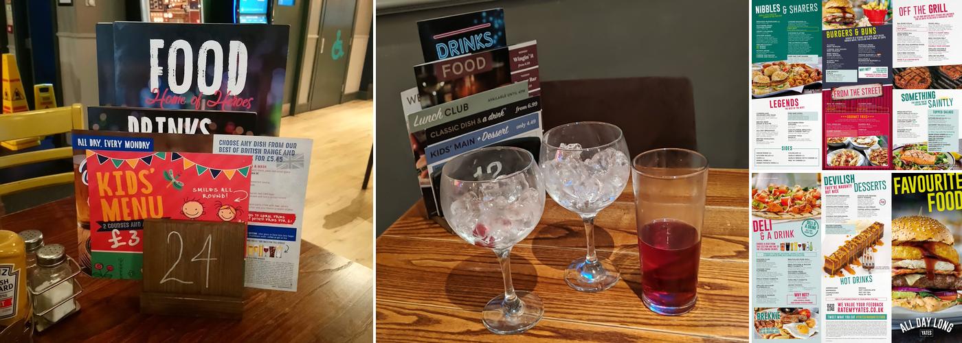 Yates - Market Street Blackpool Menu