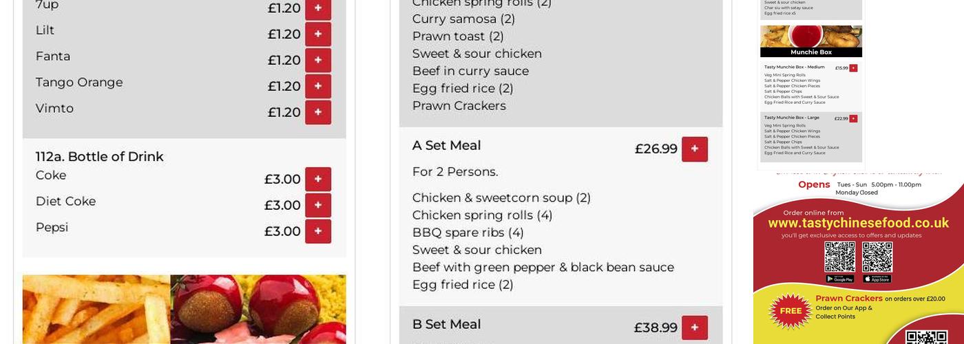 Tasty Chinese Takeaway Menu