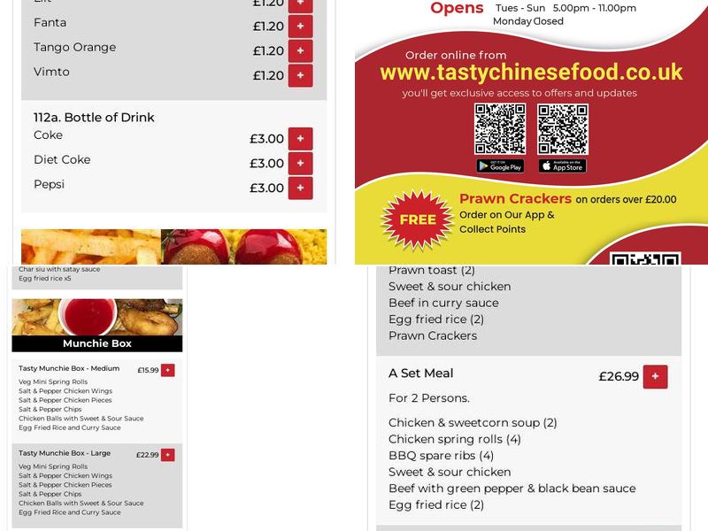 Tasty Chinese Takeaway Menu