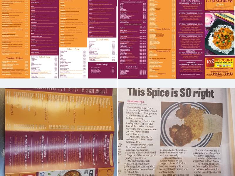 Cinnamon Spice Menu