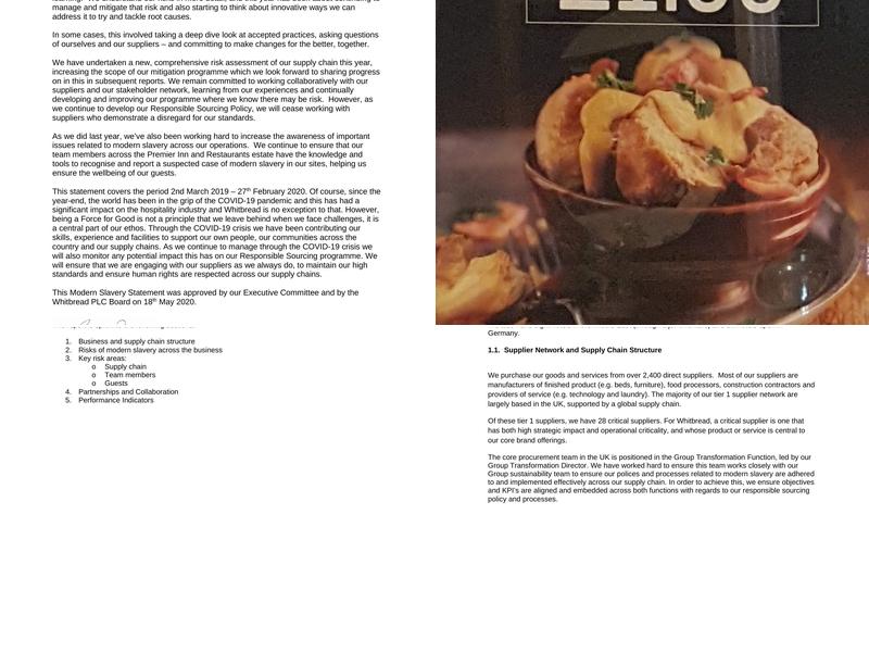 Premier Inn Wolviston/Wynyard hotel Menu