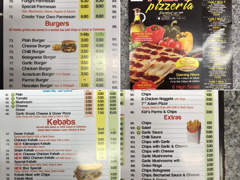 Ali's Pizzeria Menu