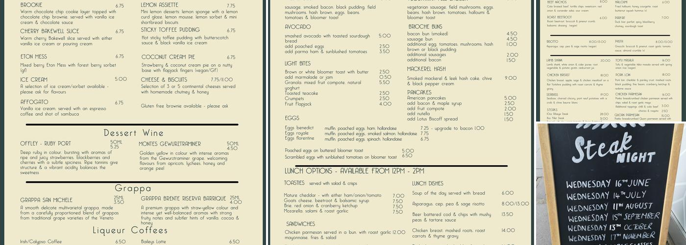 Cafe Sapore Menu