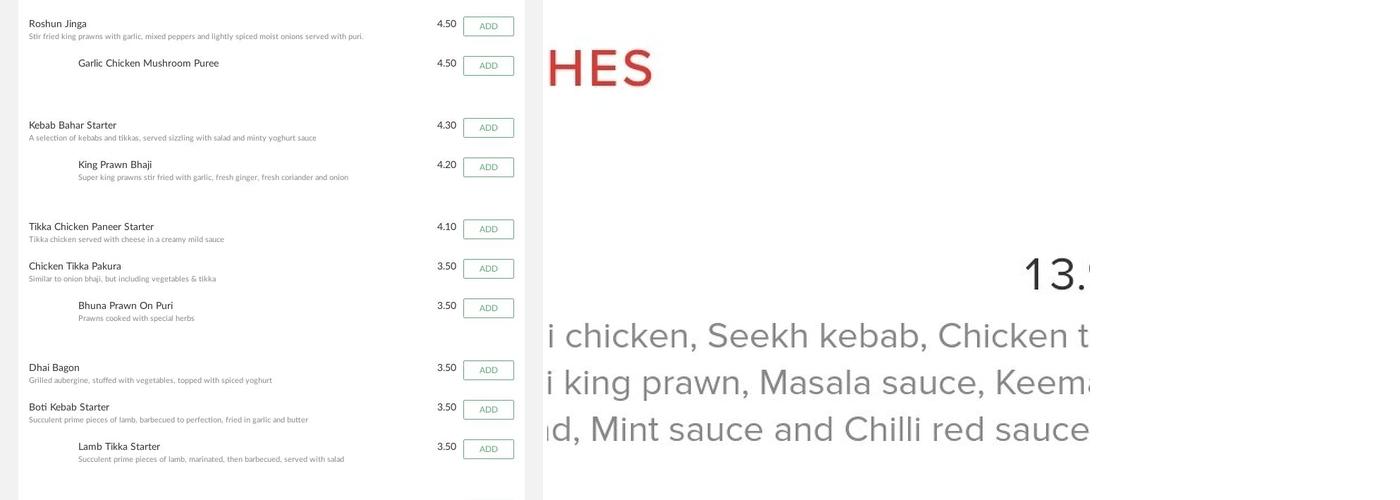 Chilli & Spice Menu