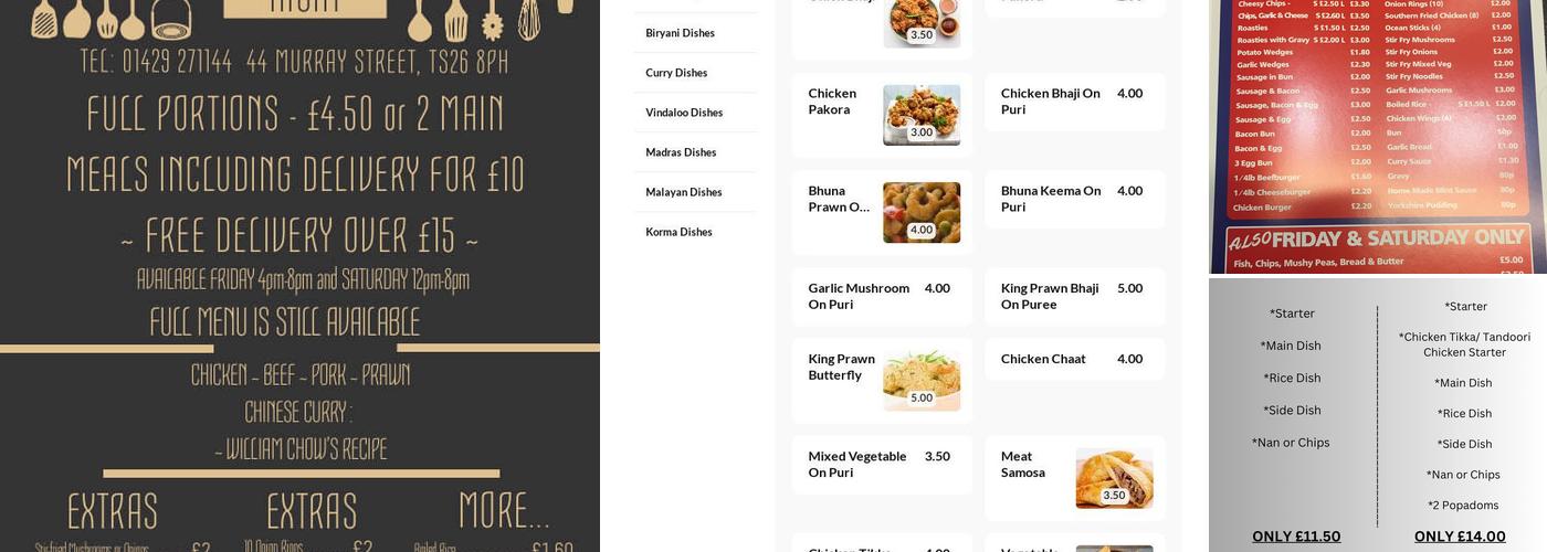 Dine at Home Takeaway Menu