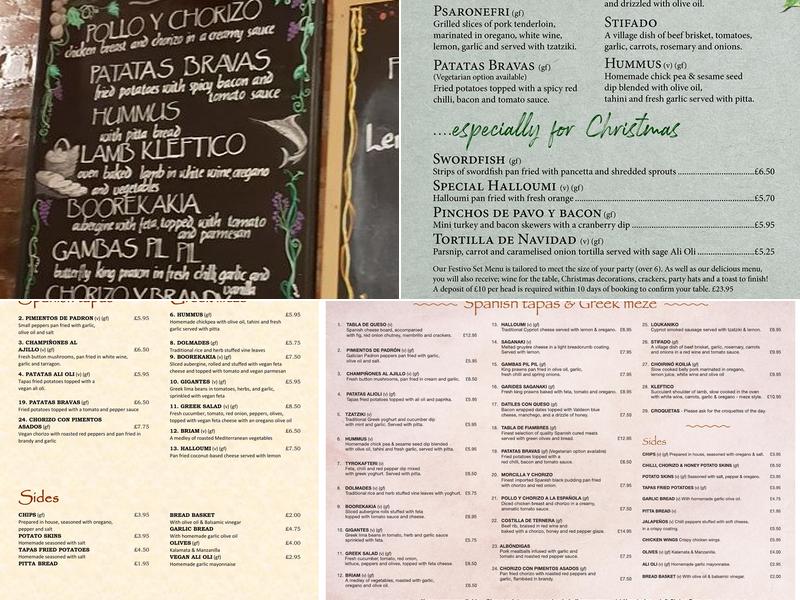 The Old Yard Tapas Bar Menu