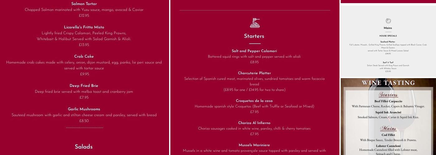 Licorella on York Place Menu